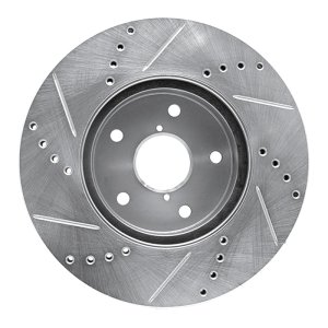 Subaru Legacy Brake Rotor (1) - Front Right - R1 Concepts - Drilled & Slotted - Silver - `15-`19